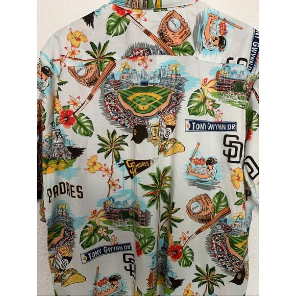 Reyn Spooner Official Men's San Diego Padres White Scenic Logo Button-Up Shirt S - Picture 5 of 10